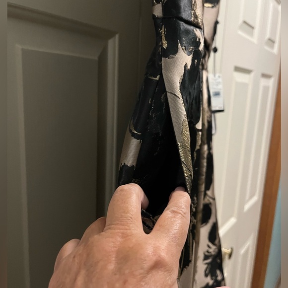 Adrianna Papell Floral-Print Metallic A-Line Dress - Picture 7 of 13